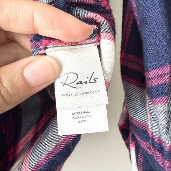 Rails Hunter Flannel Plaid Button Shirt Regent Taffy White Size XS - Picture 6 of 6